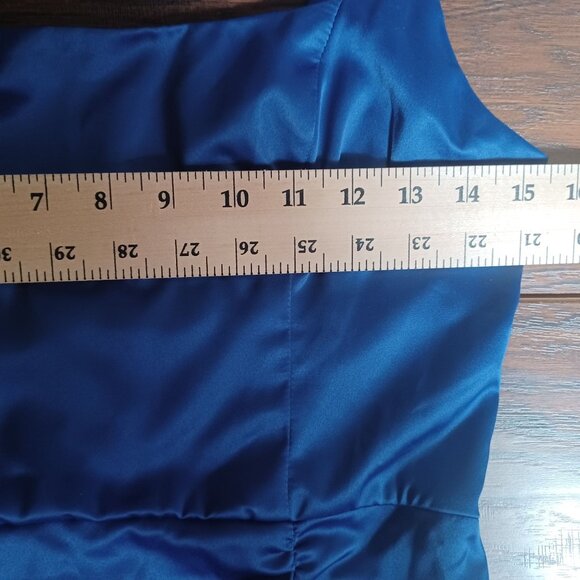 B. Darlin Mini Dress Women 5/6 Satin Blue Ruched Ruffle Party Cocktail Going Out - Picture 9 of 10
